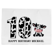 第ユニセックス10子供の誕生日牛 ラージペーパーバッグ (裏面)