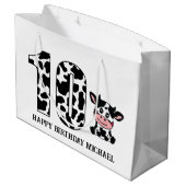 第ユニセックス10子供の誕生日牛 ラージペーパーバッグ (裏面アングル)