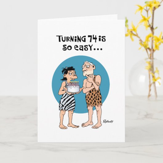 第ユーモアのある74誕生日 カード (黄色い花)