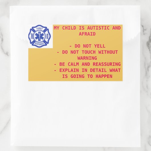 第一応答者のステッカー – 自閉症の子供 長方形シール (バッグ)