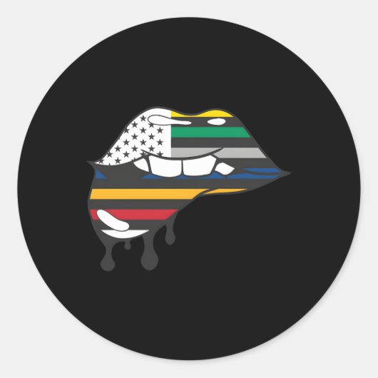 第一応答者国旗Dripg口唇愛国アメリカ ラウンドシール (正面)