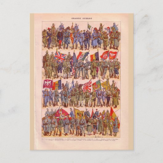 第一次世界大戦のヴィンテージ軍服 ポストカード (正面)