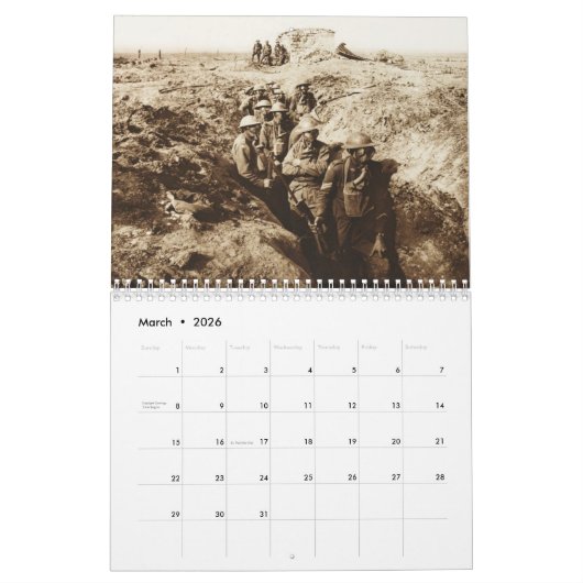 第一次世界大戦カレンダー カレンダー (3月 2026)