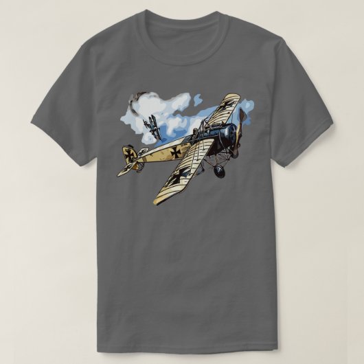 第一次世界大戦ドイツの飛行機空中戦 Tシャツ (デザイン正面)