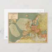 第一次世界大戦ドイツ潜水艦(Uボート)の地図(1918) ポストカード (正面/裏面)