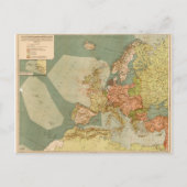 第一次世界大戦ドイツ潜水艦(Uボート)の地図(1918) ポストカード (正面)