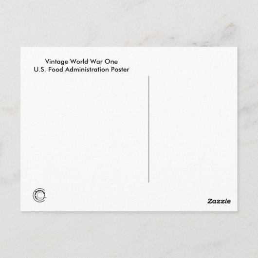 第一次世界大戦食糧管理局のポスター ポストカード (裏面)