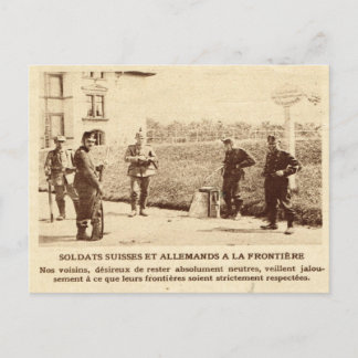 第一次世界大戦、スイスとドイツの兵士、フロンティア ポストカード