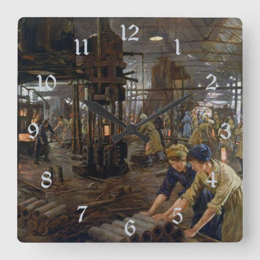 第一次世界大戦 1918年 兵器工場で働く女性たち スクエア壁時計 (正面)