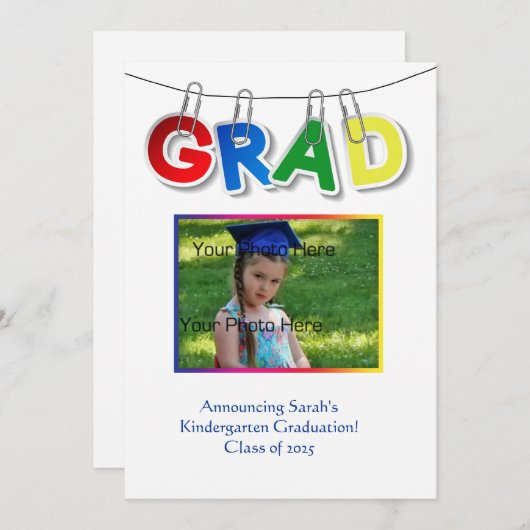 第一次卒業生の文字の写真 案内状 (正面/裏面)