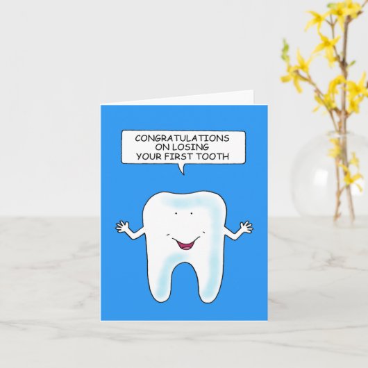 第一歯の喪失おめでとう カード (黄色い花)