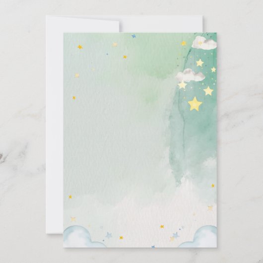 第一歯パーティーかわいい水色スターベビー写真 招待状 (裏面)