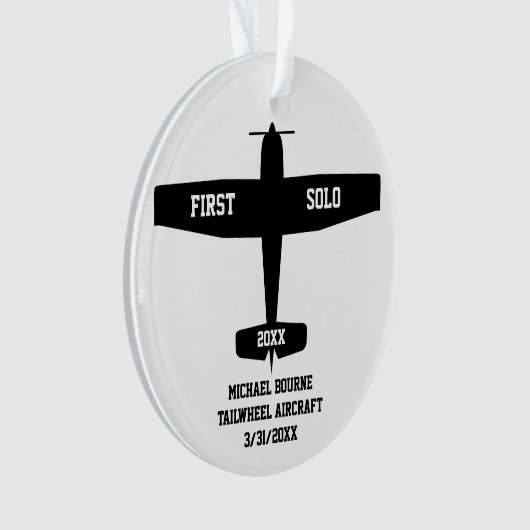第一独シンプル自の航空パーソナライズされた機 オーナメント (正面)
