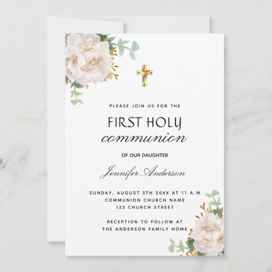 第一聖体ユーカリ白フローラ 招待状 (正面)