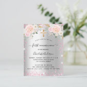 第一聖体女子シルバーピンクの花模様が輝く インビテーションポストカード (スタンド正面)