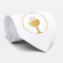 第一聖体白番金ゴールドフェイク聖体拝領 ネクタイ