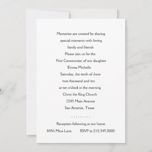 第一聖体金ゴールド十字架 招待状 (正面)