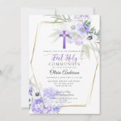 第一聖体 |バイオレットアネモンフローラクロス 招待状 (正面)