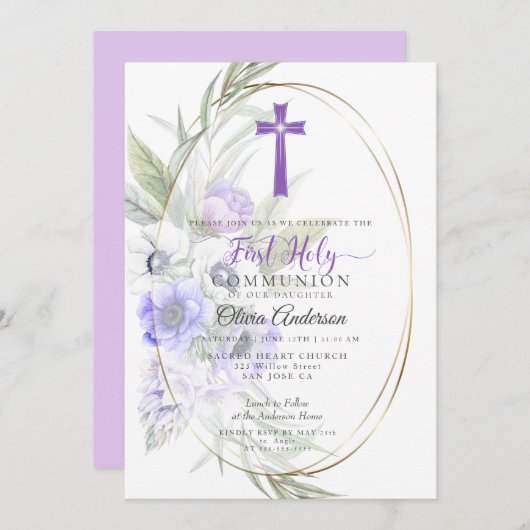 第一聖体 | Violet Anemoneフローラクロス2 招待状 (正面/裏面)