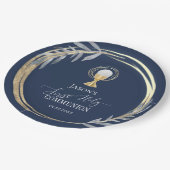 第一聖聖餐式ブルーとフェイク金ゴールド箔 ペーパープレート (アングル)