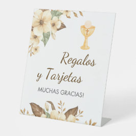 第一聖餐式にスペインの黄色い花 台座サイン