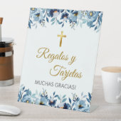 第一聖餐式に出るスペインのかわいい青い花 台座サイン (インサイチュ)