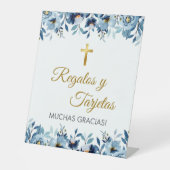 第一聖餐式に出るスペインのかわいい青い花 台座サイン (正面)