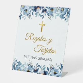 第一聖餐式に出るスペインのかわいい青い花 台座サイン