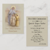 第一聖餐式のための女の子のカトリックの神聖カード 名刺 (正面/裏面)