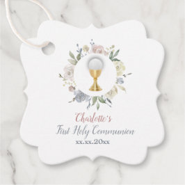 第一聖餐式の女の子の淡い色の花の輪 フェイバータグ
