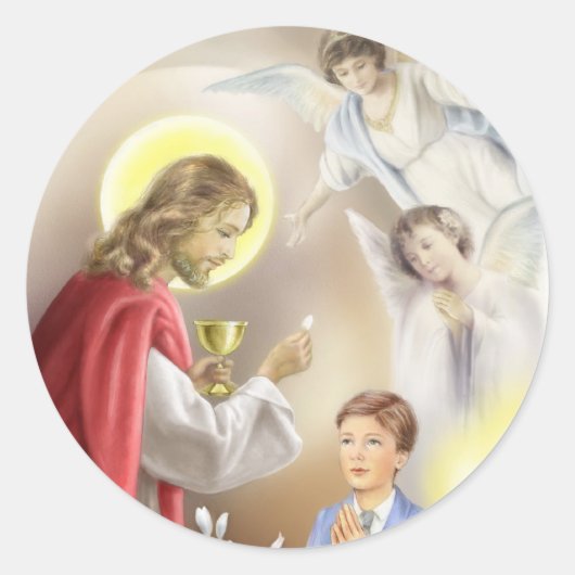 第一聖餐式の少年 ラウンドシール (正面)