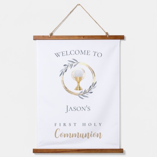 第一聖餐式の歓迎サイン 吊り下げ型タペストリー (正面)