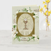 第一聖餐式カソリッ伝統的ク カード (黄色い花)