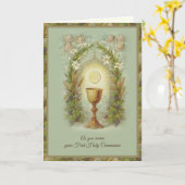 第一聖餐式カトリックエレガント祈りの言葉 カード (黄色い花)