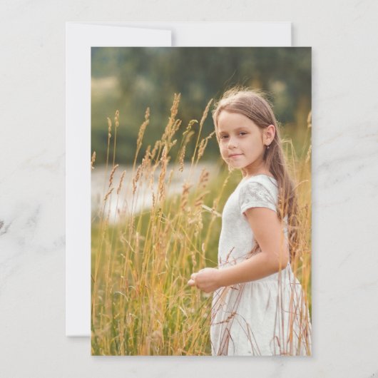 第一聖餐式カトリック教徒の少女グリーン 招待状 (裏面)