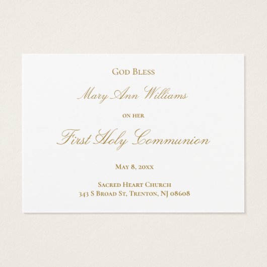 第一聖餐式カード (裏面)