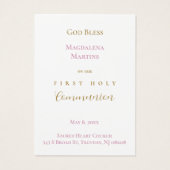 第一聖餐式カード (裏面)