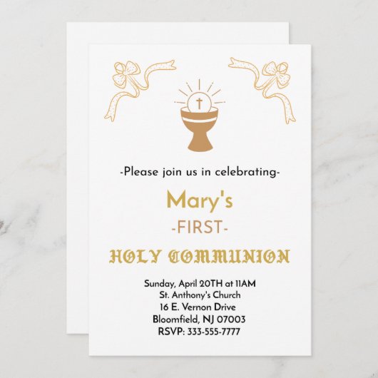 第一聖餐式クラシック招待状 招待状 (正面/裏面)