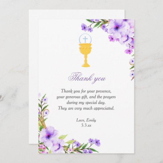 第一聖餐式サンキューカードフローラ 招待状 (正面/裏面)