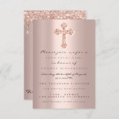 第一聖餐式バビティズムバラキリスト教十字架 招待状 (正面/裏面)