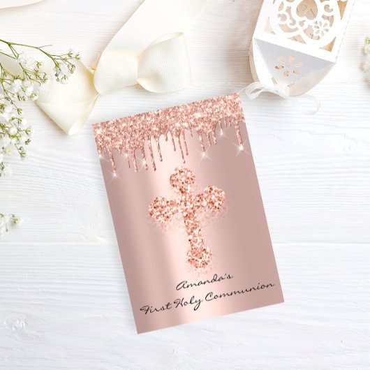 第一聖餐式バラドリップスクリスチャンクロス 招待状