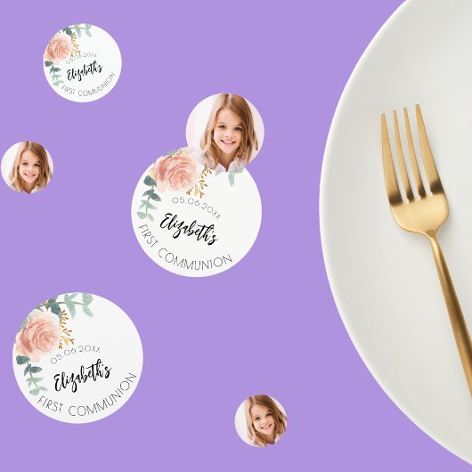 第一聖餐式バラ金ゴールド花写真 コンフェッティ