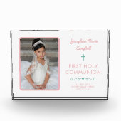 第一聖餐式ピンクの少女の宗教記念 フォトブロック (正面)