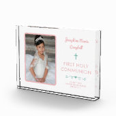 第一聖餐式ピンクの少女の宗教記念 フォトブロック (右)