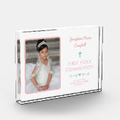 第一聖餐式ピンクの少女の宗教記念 フォトブロック (左)