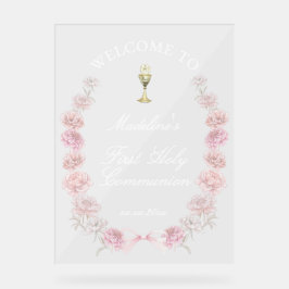 第一聖餐式ピンクの牡丹を歓迎 アクリルサイン