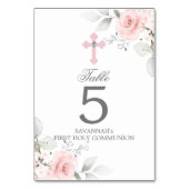 第一聖餐式ピンクローズガールクロス テーブルナンバー (正面)