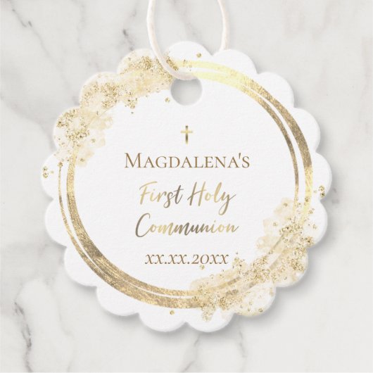 第一聖餐式フェイクグリッターメッセージカード フェイバータグ (正面)