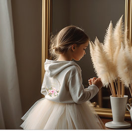 第一聖餐式フローラフード付きスウェットシャツ