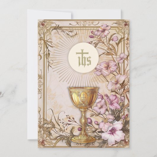 第一聖餐式フローラヴィンテージ 招待状 (正面)